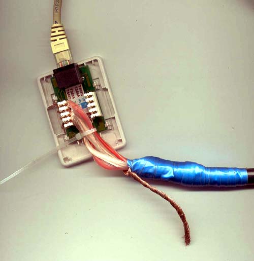 разделка кабеля П-296 в розетке